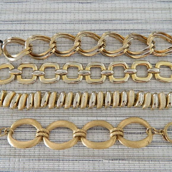 4 Vintage Mid-Century Brass Bracelets, 3 Branded Well know names - Picture 1 of 8